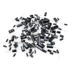 WINGONEER 25 Valeurs 16V 25V 50V 1uF à 2200uF Condensateurs électrolytiques Assortiment assorti Kit Set Noir - 125PCS