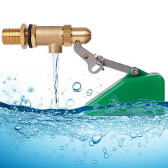 MUYIRTED Valve en laiton de 1/2" avec flotteur en plastique, robinet à bille flottante pour réservoir d'eau, humidificateur à re