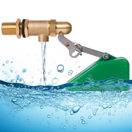 MUYIRTED Valve en laiton de 1/2" avec flotteur en plastique, robinet à bille flottante pour réservoir d'eau, humidificateur à re