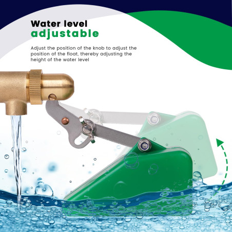 MUYIRTED Valve en laiton de 1/2" avec flotteur en plastique, robinet à bille flottante pour réservoir d'eau, humidificateur à re