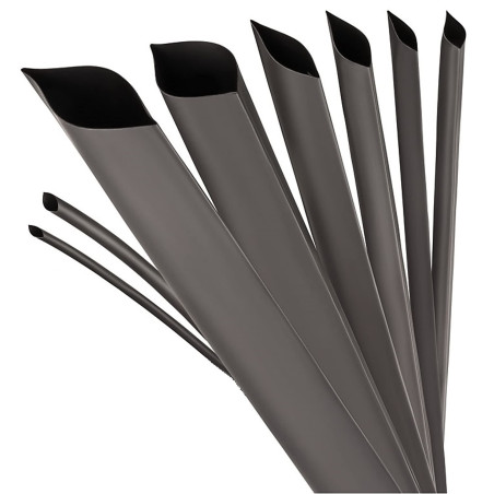 ISOLATECH Gaine thermorétractable au mètre noire avec adhésif Ø 30mm 2 mètres Kit 3:1 Polyoléfine pour l'isolation de câbles Con