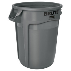 Rubbermaid Commercial Products BRUTE Poubelle Ronde avec Canaux de Ventilation 121 L Gris – Conteneur Résistant pour Déchets, po