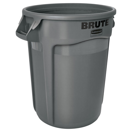 Rubbermaid Commercial Products BRUTE Poubelle Ronde avec Canaux de Ventilation 121 L Gris – Conteneur Résistant pour Déchets, po