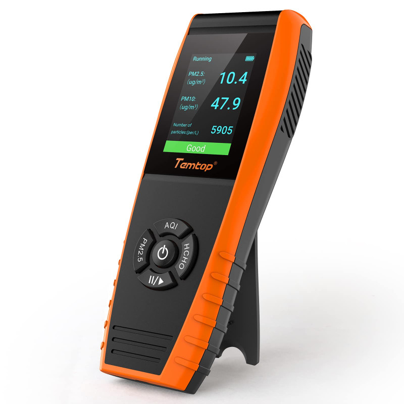 Temtop Détecteur de Qualité de l'air Appareil Mesurant PM2,5 PM10 HCHO COV AQI Température et Humidité Moniteur Qualité Air Inté Temtop Détecteur de Qualité de l'air Appareil Mesurant PM2,5 PM10 HCHO COV AQI Température et Humidité Moniteur Qualité Air Inté