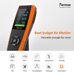 Temtop Détecteur de Qualité de l'air Appareil Mesurant PM2,5 PM10 HCHO COV AQI Température et Humidité Moniteur Qualité Air Inté