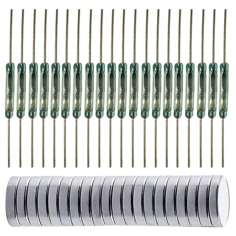 Gebildet 20pcs Interrupteur à Lames en Verre - Contact à Lames, Circuit de Connexion/Coupure, Induction Magnétique Avec Aimant Gebildet 20pcs Interrupteur à Lames en Verre - Contact à Lames, Circuit de Connexion/Coupure, Induction Magnétique Avec Aimant
