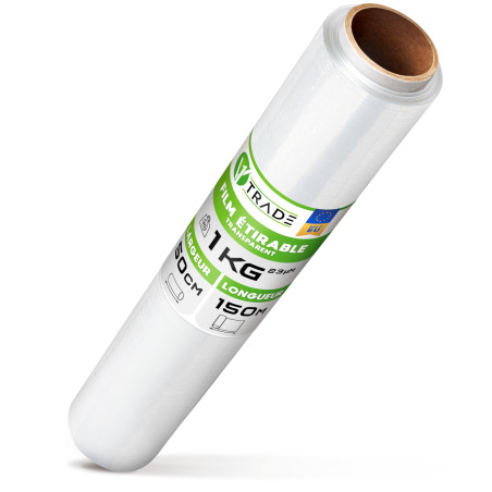 V1 TRADE Film Etirable Demenagement - Film Palette Transparent 50cm x 150m - Plastique Protection pour Colis et Meubles