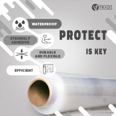 V1 TRADE Film Etirable Demenagement - Film Palette Transparent 50cm x 150m - Plastique Protection pour Colis et Meubles