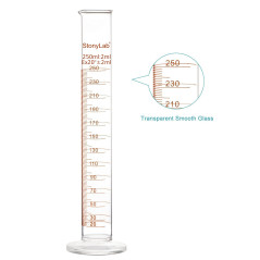 StonyLab 2-Paquet Cylindre Gradué en Verre Borosilicaté, Glass Graduated Cylinder - 250ml