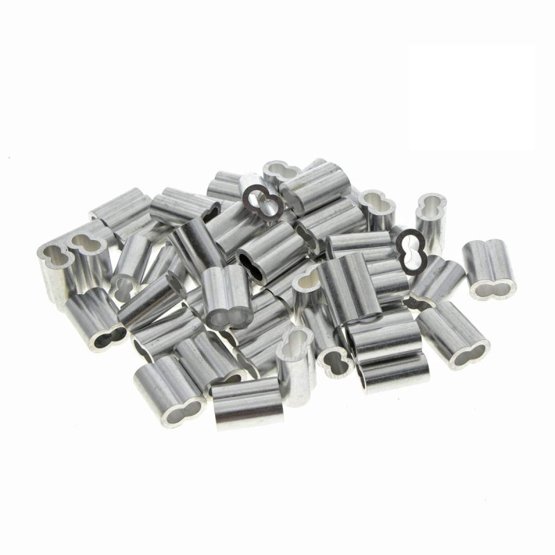 Kitchen-dream Colliers de câble en aluminium de manchons de câble métallique de diamètre de 0,04 pouce (1 mm) (50PCS) Kitchen-dream Colliers de câble en aluminium de manchons de câble métallique de diamètre de 0,04 pouce (1 mm) (50PCS)