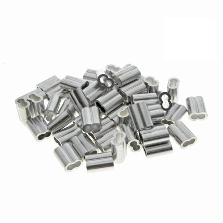 Kitchen-dream Colliers de câble en aluminium de manchons de câble métallique de diamètre de 0,04 pouce (1 mm) (50PCS)