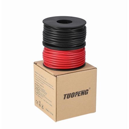Tuofeng Fil de calibre 18, 30 m Super Silicone Souple Isotherme Hookup Wire 15 m Noir et rouge 15 m 2 séparés fils Fil de cuivre
