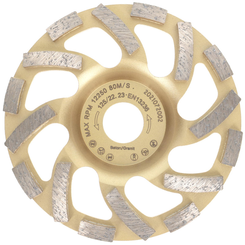 PRODIAMANT Meules boisseaux diamantée 125 mm x 22,2 mm Turbo ST81 Meule diamantée béton pierre naturelle qualité professionnelle PRODIAMANT Meules boisseaux diamantée 125 mm x 22,2 mm Turbo ST81 Meule diamantée béton pierre naturelle qualité professionnelle