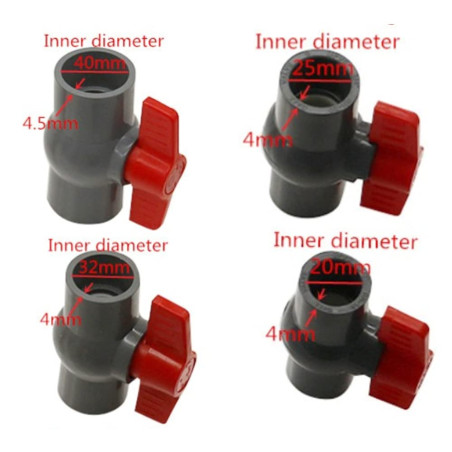 HATOOLHA® Robinet à boisseau sphérique en PVC, robinet à boisseau sphérique en plastique U-PVC, connecteurs droits pour contrôle