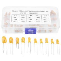 Aeloa 10 valeurs de condensateur, 16V 1 uf - 100 uf tantale Assortis avec Box (100 Pcs/Box)