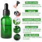 Bakiauli 12 Pièces Flacon Compte Gouttes 30ml, Vert Flacon Huile Essentielle Vide avec Pipette Verre avec Pipettes, pour les Mél
