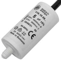 Lumonic Condensateur de démarrage 416.10.08 A [incl. câble 35cm] | Condensateur moteur 5µF 425V 28x55mm I Condensateur dans un b