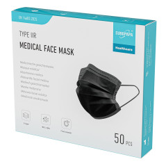 EUROPAPA® 50x noir médical type IIR norme EN 14683 masques faciaux certifiés masques chirurgicaux masque facial 3 couches masque