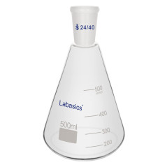 Labasics Flacon Erlenmeyer en Verre 24/40, Flacon à Paroi Épaisse en Verre Borosilicaté avec Joint Extérieur Conique Standard 24