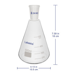 Labasics Flacon Erlenmeyer en Verre 24/40, Flacon à Paroi Épaisse en Verre Borosilicaté avec Joint Extérieur Conique Standard 24