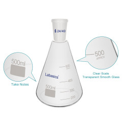 Labasics Flacon Erlenmeyer en Verre 24/40, Flacon à Paroi Épaisse en Verre Borosilicaté avec Joint Extérieur Conique Standard 24