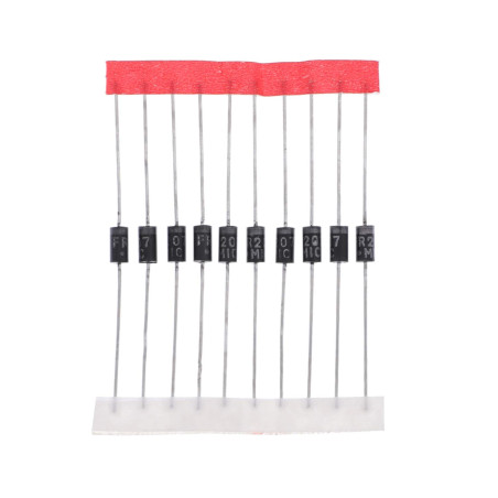 HUABAN 10 pièces FR207 Diode de redressement à récupération rapide 2A 1000V 150-500ns DO-15 (DO-204AC) axial 2 ampères 1000 volt