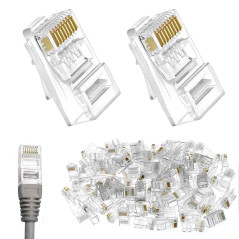 Rayong 100Pcs Connecteur Rj45 Cat6 Métal Blindé Fiche RJ45 Cat6 8P8C Via Une Prise Modulaire Ethernet pour Connecteur de Passe à