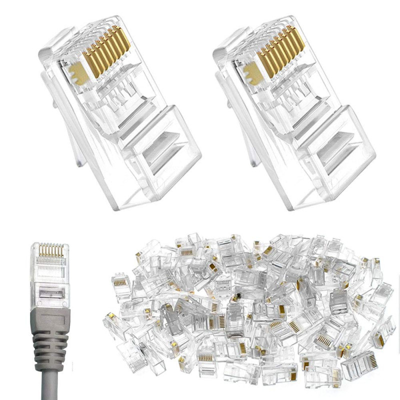 Rayong 100Pcs Connecteur Rj45 Cat6 Métal Blindé Fiche RJ45 Cat6 8P8C Via Une Prise Modulaire Ethernet pour Connecteur de Passe à