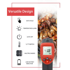 Thermomètre infrarouge Wintact, pistolet thermique numérique sans contact à laser pour cuisine, cuisson des aliments, pizzas, fo