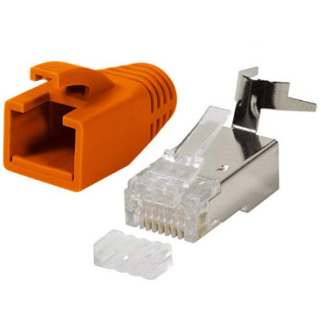 odedo 10x fiches RJ45 Cat.7, Cat 6A, Cat 8.1 orange, fiche réseau, fiche à sertir, créer un câble patch, gaine de protection con
