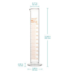 stonylab Verre Cylindre Gradué (1 Paquet), Graduated Cylinder Verre Borosilicaté 500 ml Mur Lourd Verre Gradué Éprouvette