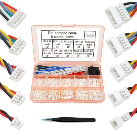 Connecteurs mâles et femelles de 1,25 mm avec câbles pré-sertis compatibles avec Molex PicoBlade pour Pixhawk Silicone Fil de 13