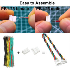 Connecteurs mâles et femelles de 1,25 mm avec câbles pré-sertis compatibles avec Molex PicoBlade pour Pixhawk Silicone Fil de 13