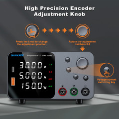 Alimentation de Laboratoire, Alimentation DC Ajustable avec Interface USB-A/Type-c, Bouton de réglage du codeur pour la Maintena