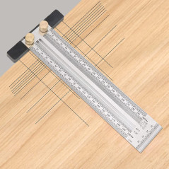 Règle T en Aluminium pour Menuiserie, Règle de Précision avec Échelle de Marquage et Trou de Suspension pour Travail du Bois, Éb