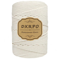 DXRPO Corde Macramé 4mm x 120m, Macrame Corde de 4-Ply Naturel Coton, pour Rideau Macramé, Bricolage Decoration Murale, Décorati