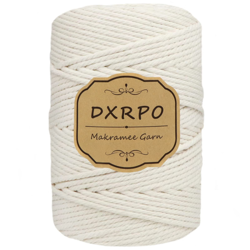 DXRPO Corde Macramé 4mm x 120m, Macrame Corde de 4-Ply Naturel Coton, pour Rideau Macramé, Bricolage Decoration Murale, Décorati DXRPO Corde Macramé 4mm x 120m, Macrame Corde de 4-Ply Naturel Coton, pour Rideau Macramé, Bricolage Decoration Murale, Décorati