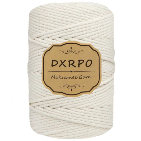 DXRPO Corde Macramé 4mm x 120m, Macrame Corde de 4-Ply Naturel Coton, pour Rideau Macramé, Bricolage Decoration Murale, Décorati