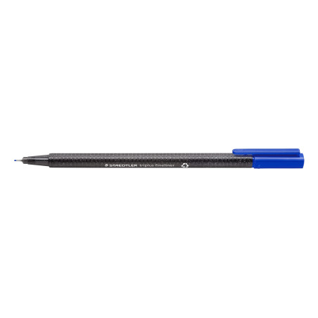 Staedtler - Triplus fineliner 334 - Blister 4 feutres triangulaires - Pointe superfine 0,3 mm bleus - En plastique 97% recyclé -