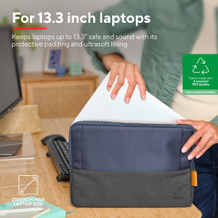 Trust Lisboa Housse Ordinateur Portable 13.3 Pouces, Pochette en Plastique Recyclé, Sacoche Voyage PC Homme Femme Collège Loisir