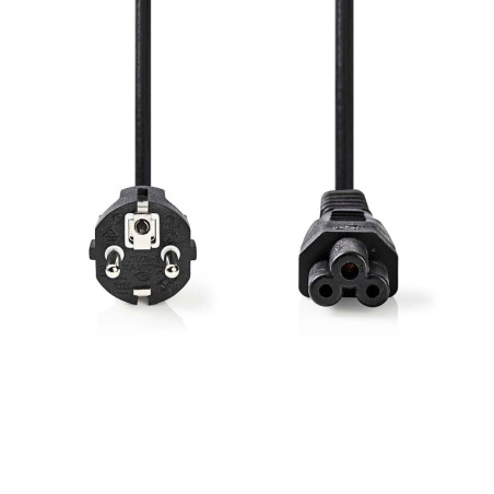 NEDIS Câble d'alimentation, fiche de Contact de Protection, IEC-320-C5, Droit, nickelé, 2 m, Rond, PVC, Noir, Sac en Plastique