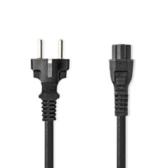 NEDIS Câble d'alimentation, fiche de Contact de Protection, IEC-320-C5, Droit, nickelé, 2 m, Rond, PVC, Noir, Sac en Plastique