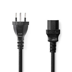 NEDIS Câble d'alimentation CH Type 12 - IEC-320-C13 - Droit - Nickelé - 2 m - Rond - PVC - Noir - Sac en Plastique