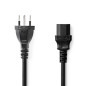 NEDIS Câble d'alimentation CH Type 12 - IEC-320-C13 - Droit - Nickelé - 2 m - Rond - PVC - Noir - Sac en Plastique NEDIS Câble d'alimentation CH Type 12 - IEC-320-C13 - Droit - Nickelé - 2 m - Rond - PVC - Noir - Sac en Plastique