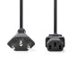 NEDIS Câble d'alimentation CH Type 12 - IEC-320-C13 - Droit - Nickelé - 2 m - Rond - PVC - Noir - Sac en Plastique NEDIS Câble d'alimentation CH Type 12 - IEC-320-C13 - Droit - Nickelé - 2 m - Rond - PVC - Noir - Sac en Plastique