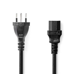 NEDIS Câble d'alimentation CH Type 12 - IEC-320-C13 - Droit - Nickelé - 2 m - Rond - PVC - Noir - Sac en Plastique