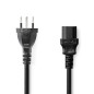 NEDIS Câble d'alimentation CH Type 12 - IEC-320-C13 - Droit - Nickelé - 2 m - Rond - PVC - Noir - Sac en Plastique NEDIS Câble d'alimentation CH Type 12 - IEC-320-C13 - Droit - Nickelé - 2 m - Rond - PVC - Noir - Sac en Plastique