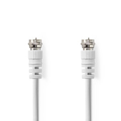 NEDIS Câble satellite et antenne | Fiche F | Fiche F | Nickelé | 75 Ohm | Double blindage | 1 m | Rond | PVC | Blanc | Label