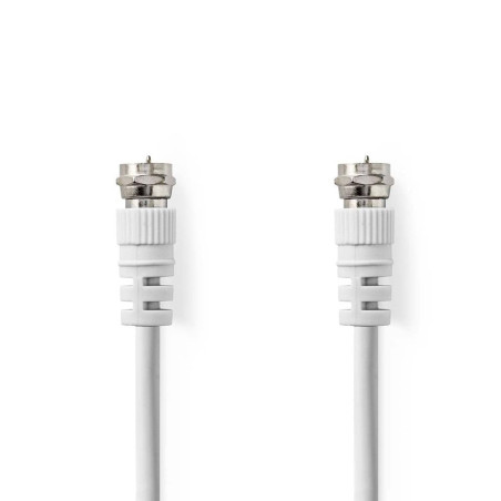 NEDIS Câble satellite et antenne | Fiche F | Fiche F | Nickelé | 75 Ohm | Double blindage | 1 m | Rond | PVC | Blanc | Label