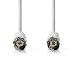 NEDIS Câble satellite et antenne | Fiche F | Fiche F | Nickelé | 75 Ohm | Double blindage | 1 m | Rond | PVC | Blanc | Label